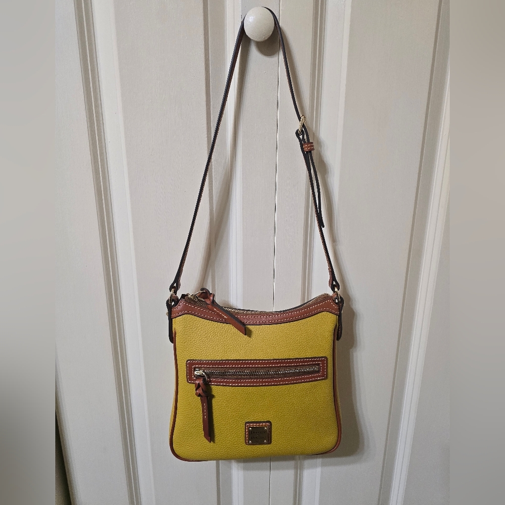New Dooney Pebble Leather Pocket Crossbody - Color: Mustard - Picture 2 of 12